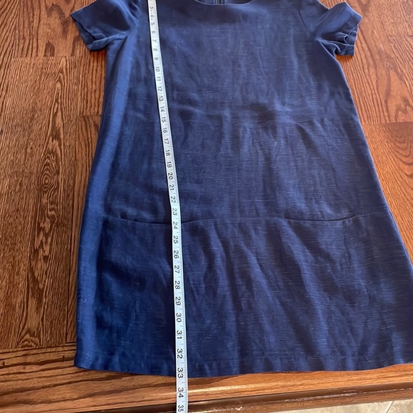 SESSUN hubertus shift dress linen rayon front pockets short sleeves blue size S - Picture 10 of 11